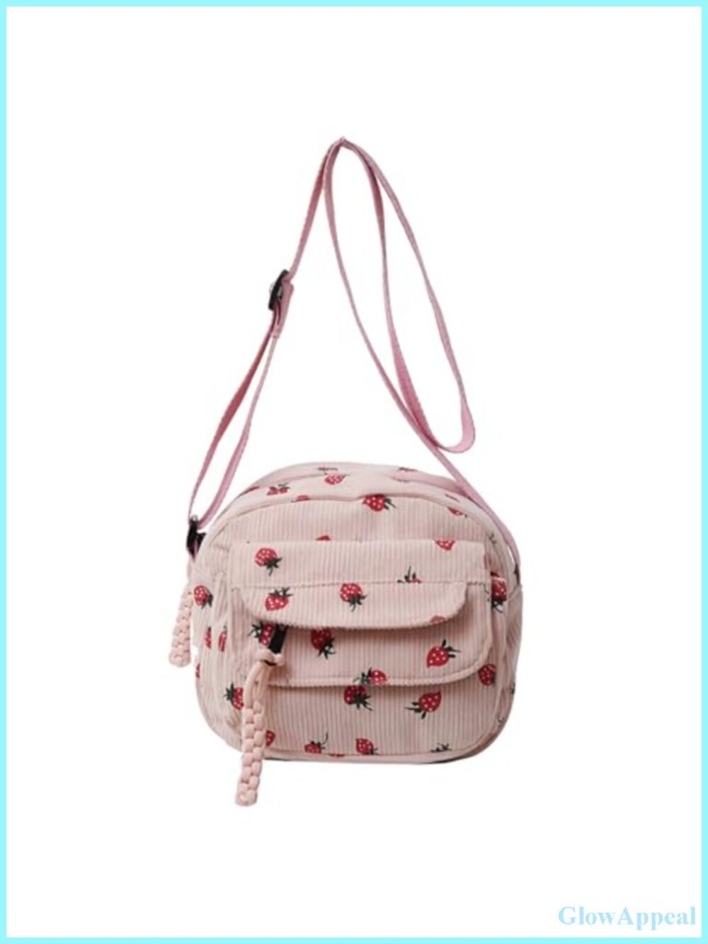 Cute Strawberry Corduroy Crossbody Tote Bag Small Purse for Women